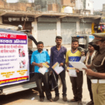 Traffic police spread awareness by distributing pamphlets